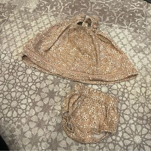 Quincy Mae Tan Floral Baby Outfit